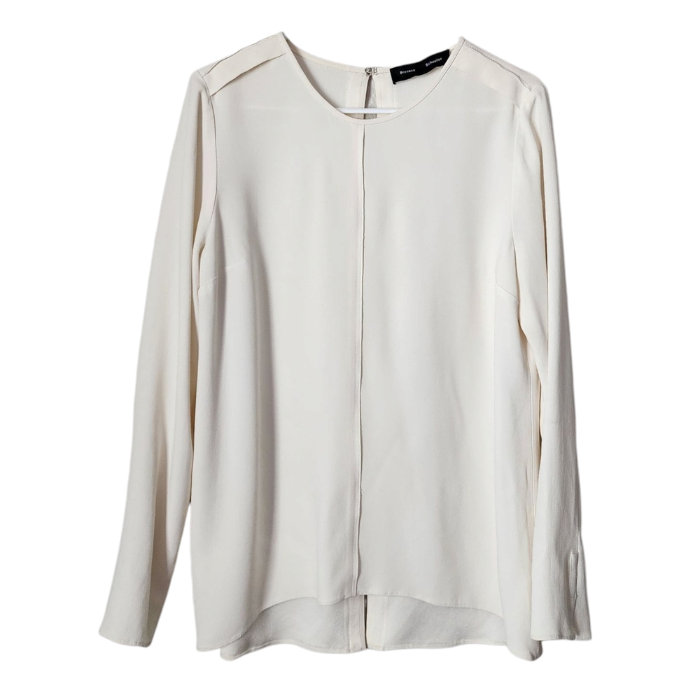 PROENZA SCHOULER slit open back crepe long sleeve blouse in milk size 10‎
